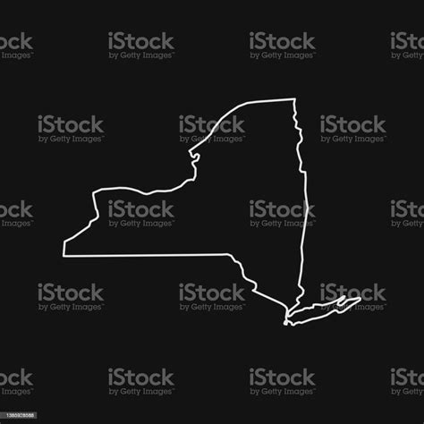 New York State Map On Black Background Stock Illustration Download