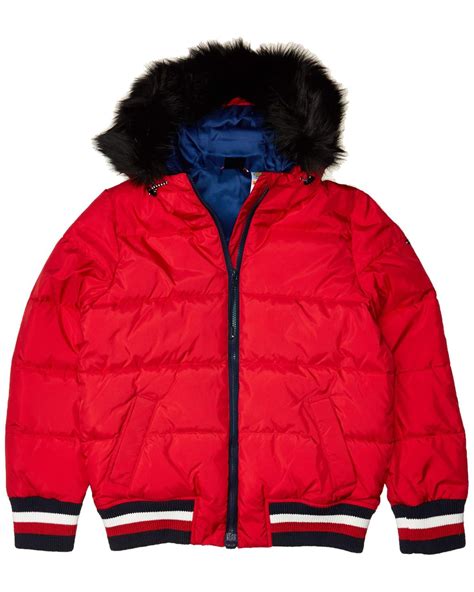 Tommy Hilfiger Adaptive Puffer Jacket With Faux Fur Hood And Magnetic