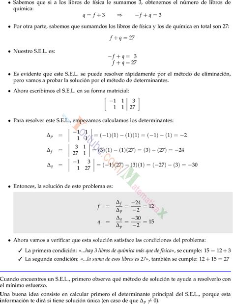 Método De Determinantes Sistema De Ecuaciones De 2×2 Ejercicios