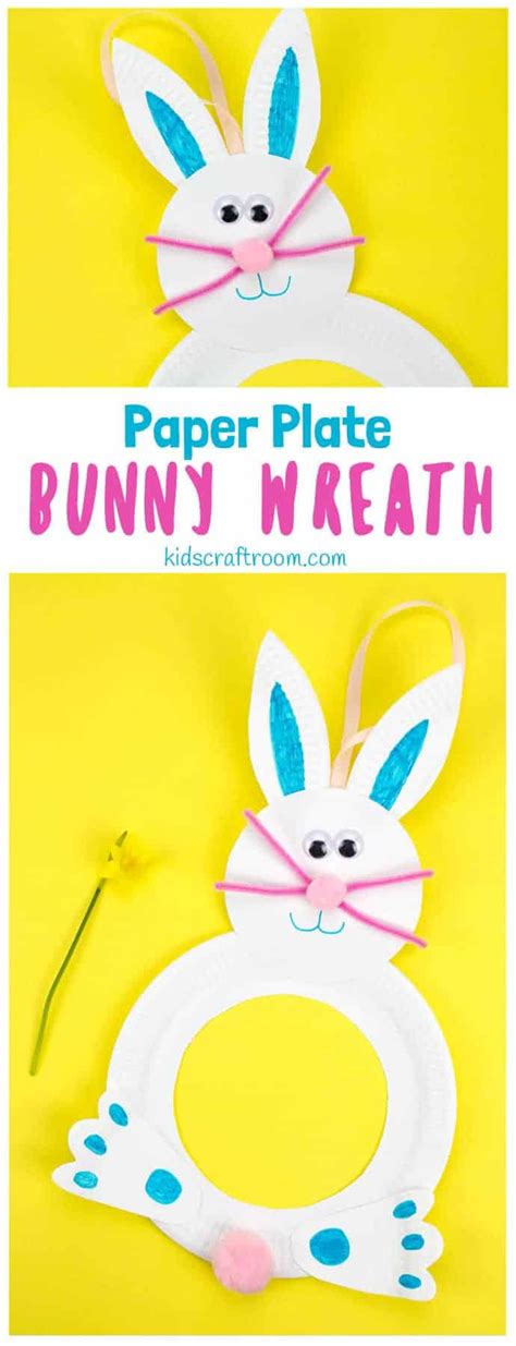Kids can choose an egg, paint it, put stickers on it, put a toy inside it, hide it and then find it! Paper Plate Easter Bunny Wreath Craft - Kids Craft Room