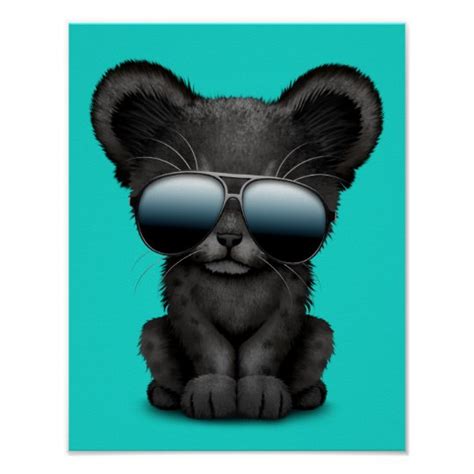 Cute Baby Black Panther Wearing Sunglasses Poster Zazzle