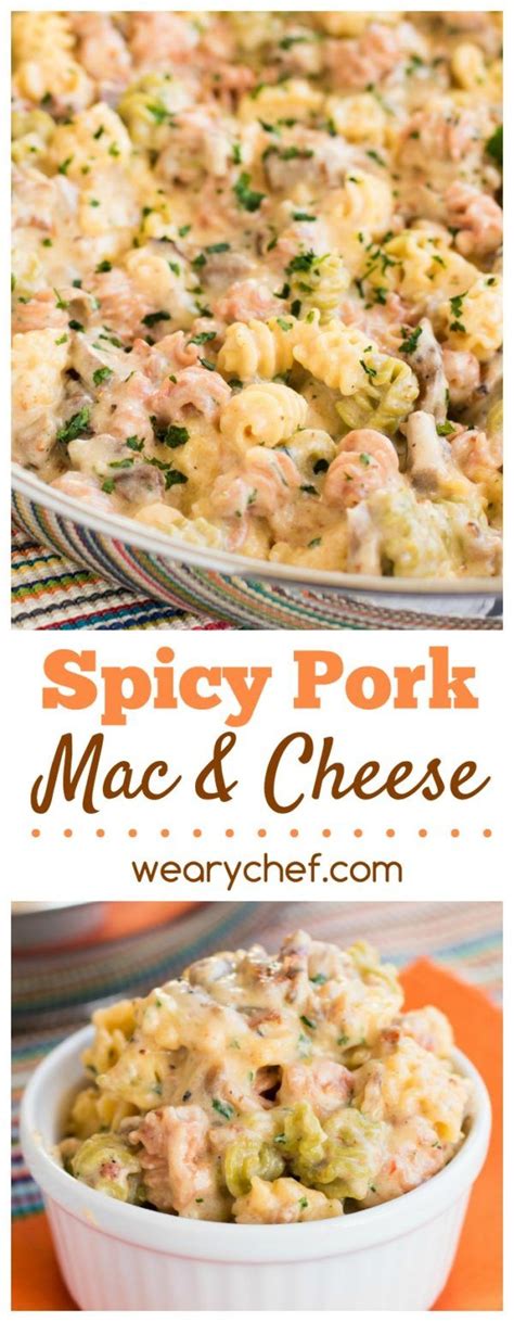 I did use chicken breast instead of the dark meat out of personal preference. This spicy pork mac and cheese is made with leftover rib ...