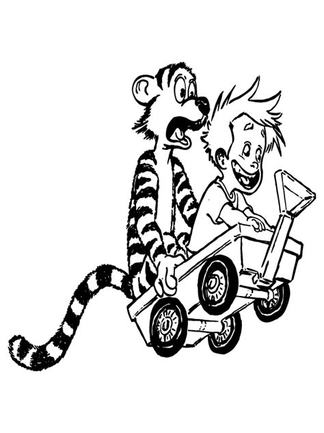 Calvin And Hobbes Shaking Hands Coloring Page Free Printable Coloring