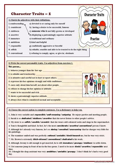 Character Traits 1 English Esl Worksheets Pdf And Doc