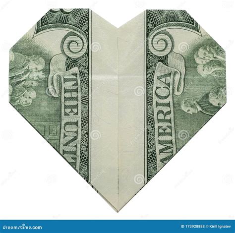 Money Origami Valentine`s Day Heart Back Side Folded With Real Two