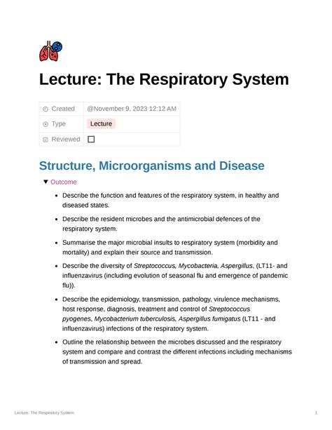 Lectures Recap Respiratory Lecture The Respiratory System Created