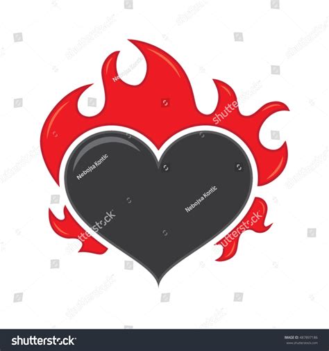 Icon Flaming Heart Vector Illustration Vector Có Sẵn Miễn Phí Bản