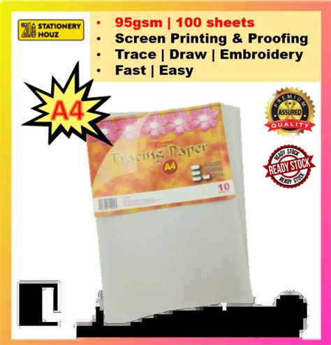 Ready Stock Stationery Houz A4 A3 Tracing Paper 95 Gsm 100sht