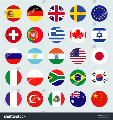 Circle Flags Vector World Flags Icons Stock Vector Royalty Free