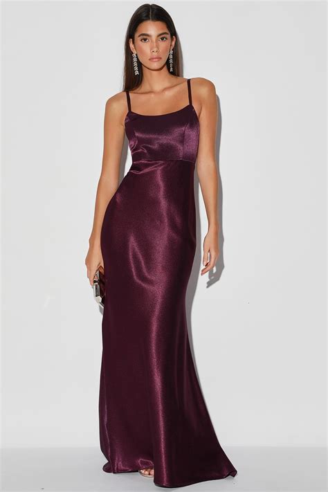 Make You Shine Dark Purple Satin Mermaid Maxi Dress Dark Purple Dresses Beautiful Prom