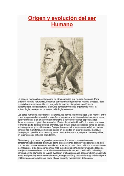 Solution Origen Y Evoluci N Del Ser Humano Studypool