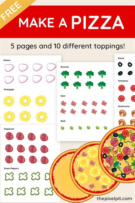 Coloring pages of pizza toppings parent post : Make a Pizza - Printable Cutouts | Printables free kids ...