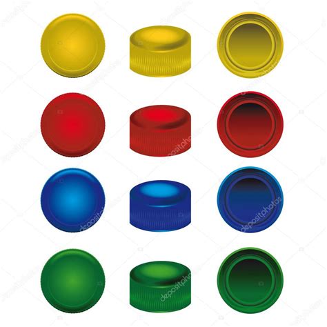 Cuatro Colores De Las Tapas De Plástico De Botellas De Pet — Vector De