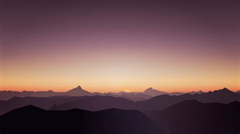 Mountains Sunset Landscape Minimalist Minimalism 8k 21730