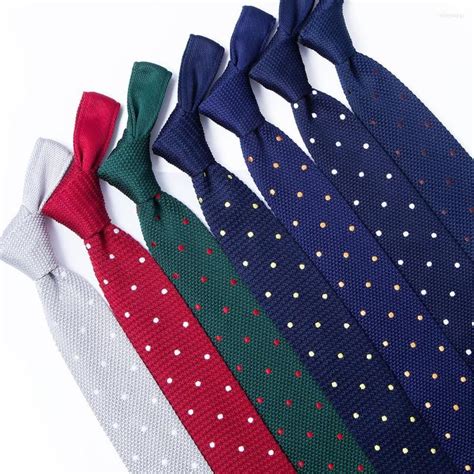 Tailor Smith Knit Mens Ribbon Tie 6cm Embroidered Dot Strip Plain