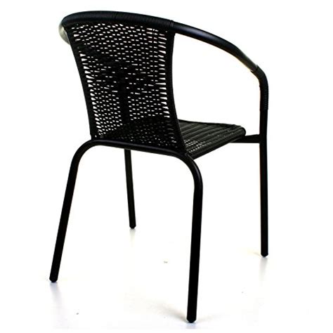 Its sleek finish and black hue looks fantastic next to lots of different dining sets or desks. Marko Outdoor Black Outdoor Wicker Rattan Bistro Chair ...