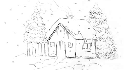 Urmareste pasii din videoclip pentru a realiza un desen in creion simplu cu un peisaj de iarna cu munti si un lac glaciar. Desen in creion cu peisaj de iarna cu casuta si brazi (Video)