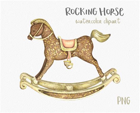 Rocking Horse Watercolor Clipart Vintage Toy Clipart Baby Etsy