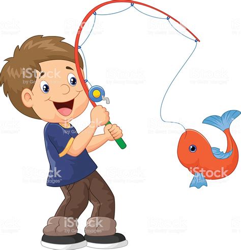 Cartoon Boy Fishing Stock Illustration Download Image