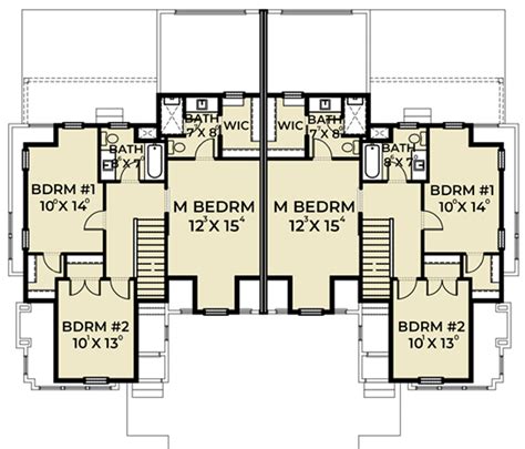 New American Duplex House Plan With Matching 3 Bed Units 280079jwd