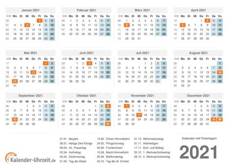 Die kalenderwochen 2021 entsprechen der in europa üblichen berechnungsweise für. Kalender 2021 A4 Zum Ausdrucken / Kalender 2021 Mit Kalenderwochen Und Feiertagen In Deutschland ...