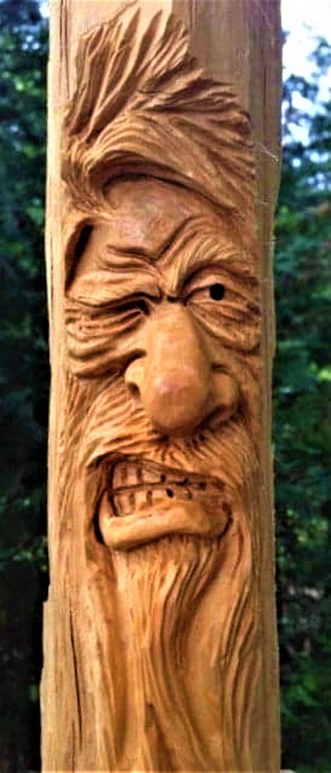 Wood Spirit Carving Wood Carving Faces Wood Carving Art Wood