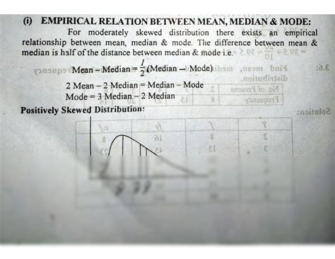 Solution Statistics Notes Class 11 Empirical Relation Between Mean