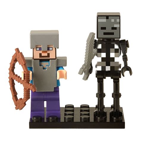 Minecraft Lego Building Blocks Minifigures Steve Alex Zombie Skeleton