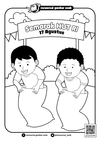 Mewarnai Gambar Anak Mewarnai Gambar Lomba 17 Agustus Lari Karung