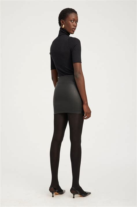 Sprwmn Leather Mini Skirt In Black