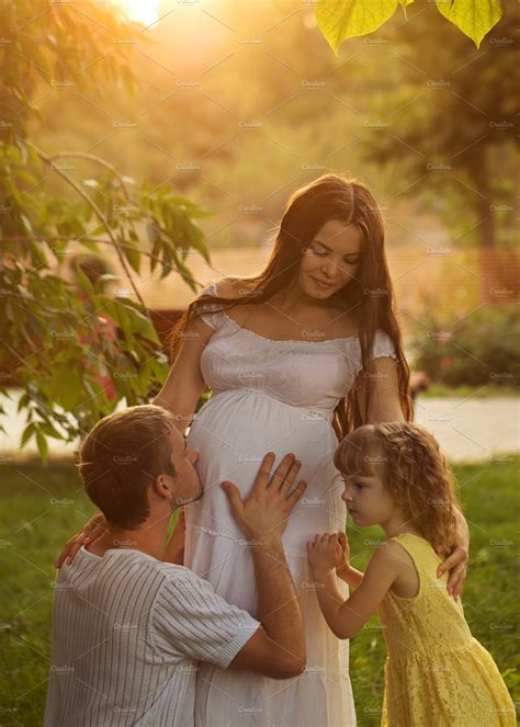 Pregnant Mother Father And Daughter ~ People Photos ~ Creative Market