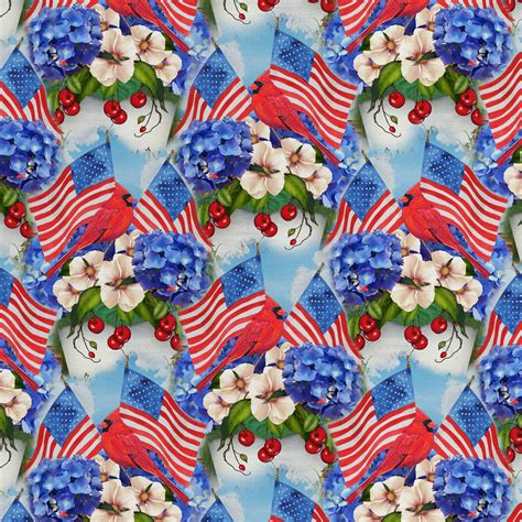 Americana Allover Patriotic Fabric Fabric Kaleidoscope Quilting Pandb