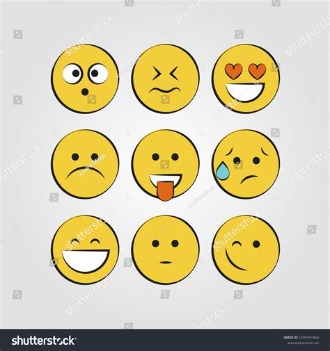 Set Smile Icons Emoji Emoticons Stock Vector Royalty Free 1594991860