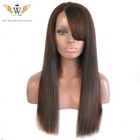 6a Remi Hair Light Yaki Full Lace Human Hair Wigs Kinky Straight Lace Front Wigs With Side Bangs