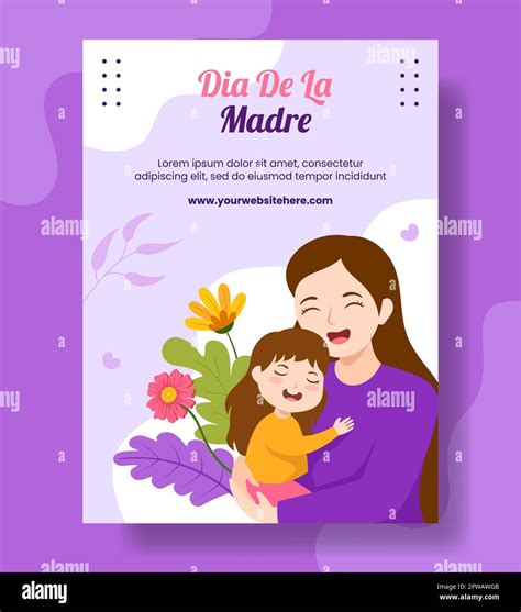 Feliz Dia De La Madre Vertical Poster Flat Cartoon Hand Drawn Templates Background Illustration