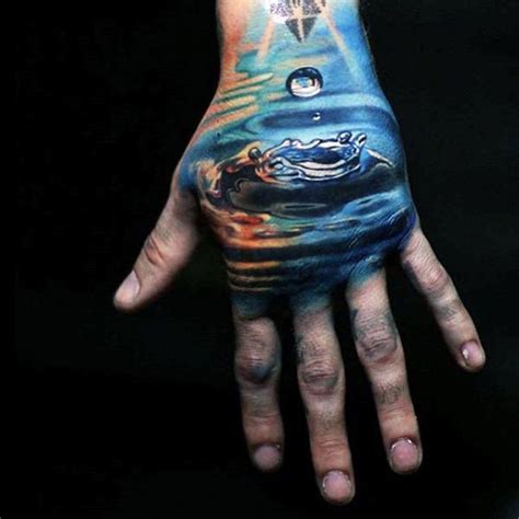 Men Hands Water Drop Spalsh Realism Tattoo Cloud Tattoo Sleeve Tattoo