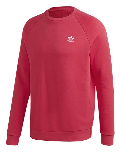 Adidas Originals Mens Essentials Crew Neck Sweatshirt Pink Life