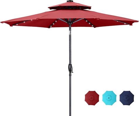 Wonlink 9ft Patio Umbrella32 Solar Led Lightsdouble Top