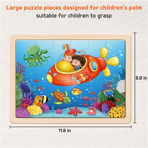 Synarry Wooden Puzzles For Kids Ages 3 5 4 Packs 24 Pcs Wood Jigsaw
