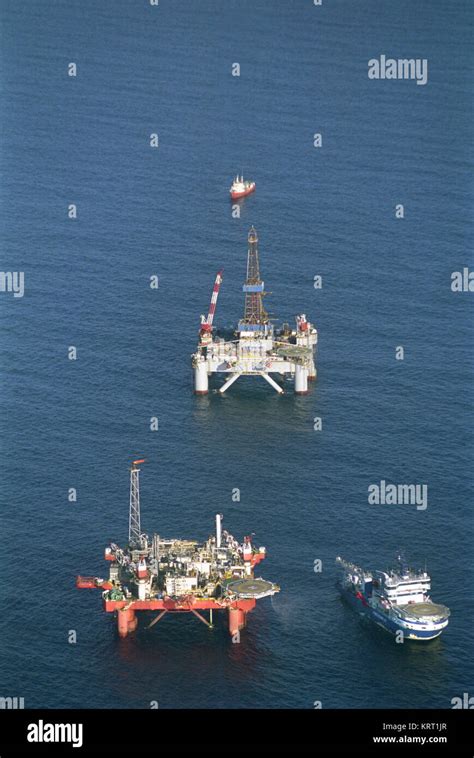 North Sea Oil Production With Platforms Aerial View Stock Photo Alamy