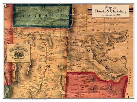 Florida Poster Map 1858 Berkshire Co Ma Old Maps