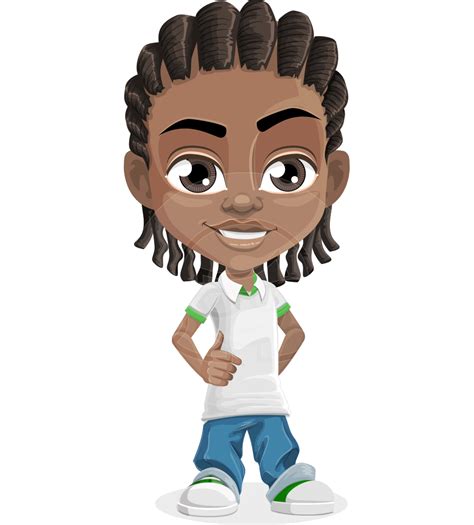 Cute African American Boy Cartoon Vector Character Af