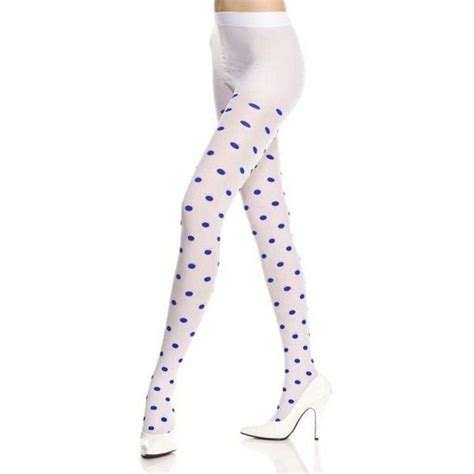 Music Legs White With Navy Blue Polka Dots Tights Amazon Clothing
