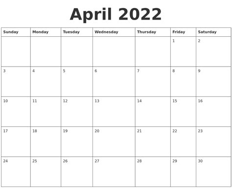 Editable April 2022 Calendar Customize And Print