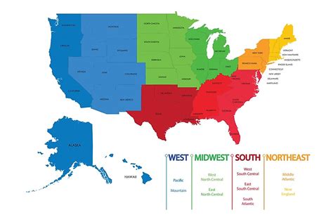 5 Regions Of The United States Map Map