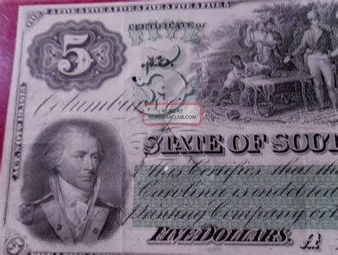State Of South Carolina Dollar Obsolete Bank Note W T Bank X