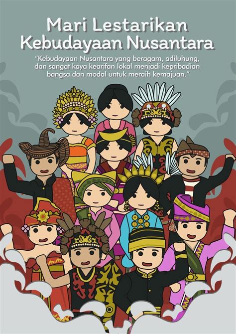Poster Mari Lestarikan Kebudayaan Nusantara Ilustrasi Sejarah Gambar
