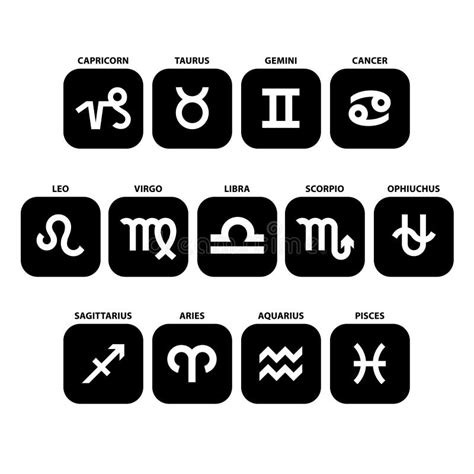 13 Signs Of The Zodiac Set New Ophiuchus Included Stock Vector