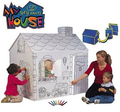 Large Cardboard Playhouse Country Cottage For Kids To Color And Play
