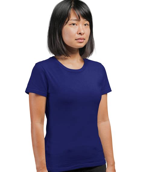 Medlle Solid Royal Blue Womens T Shirt Regular Fit Elegant Cotton